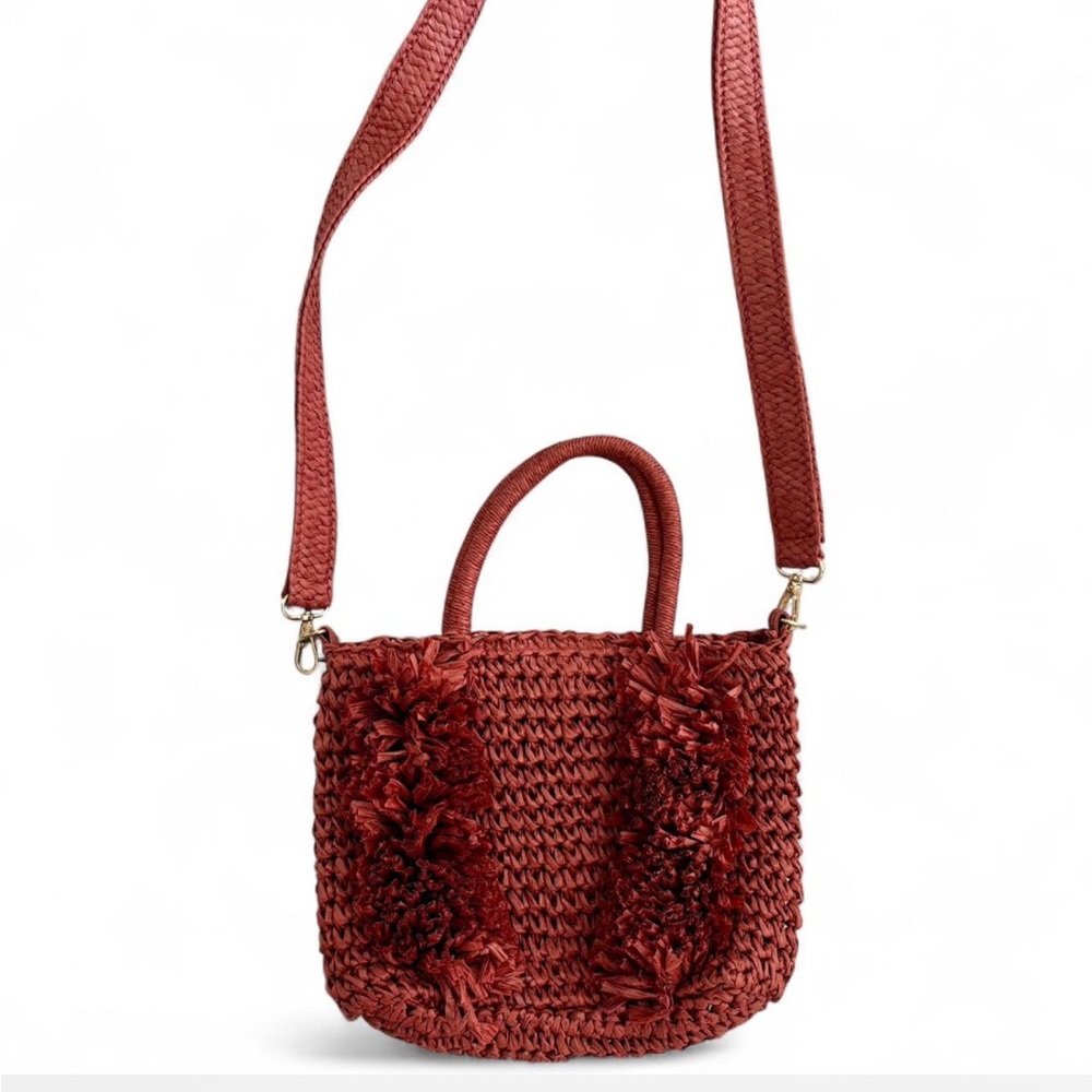 LOFT burgundy Woven Crossbody Bag